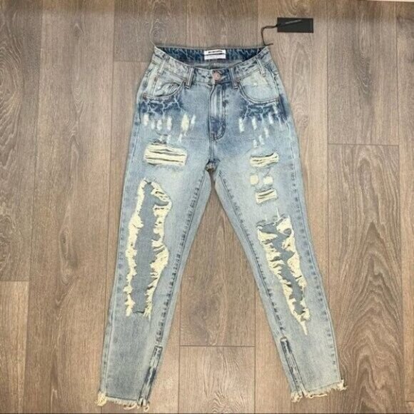 One Teaspoon High Rise Waist Freebirds Skinny Jeans Denim distressed Size 26 - Picture 2 of 12